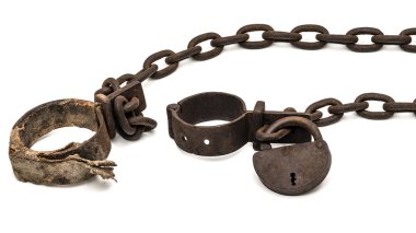 Rusty old shackles with padlock clipart