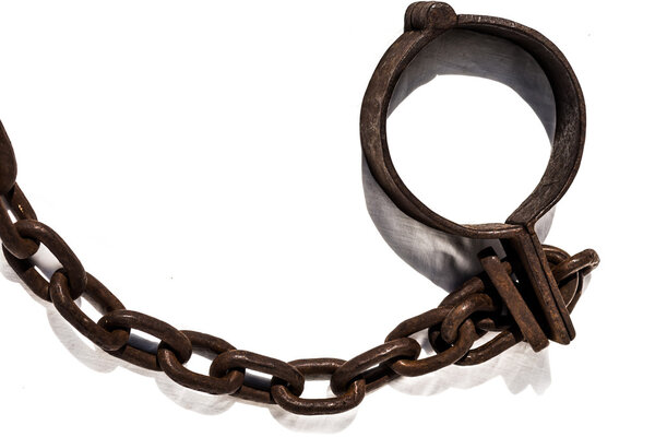 Old chains, or shackles, used for locking up prisoners or slaves
