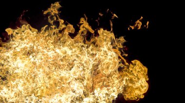 Inferno sağdan, gaz siyah arka plan üzerine alevler.