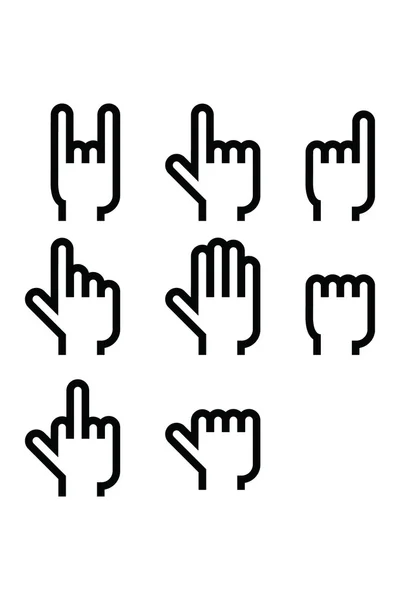 Mano tacto gestos iconos conjunto vector — Vector de stock