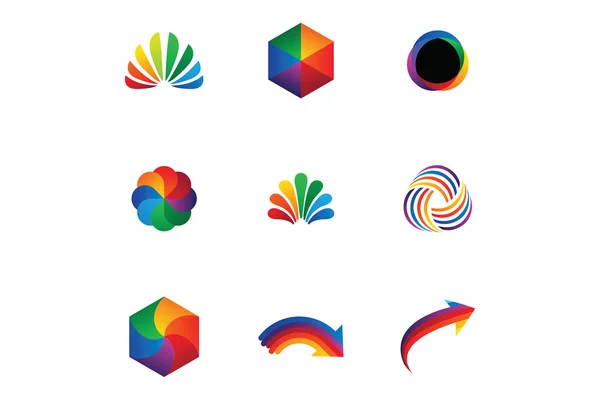 梯度的各种五颜六色的 logo 元素。 矢量图形