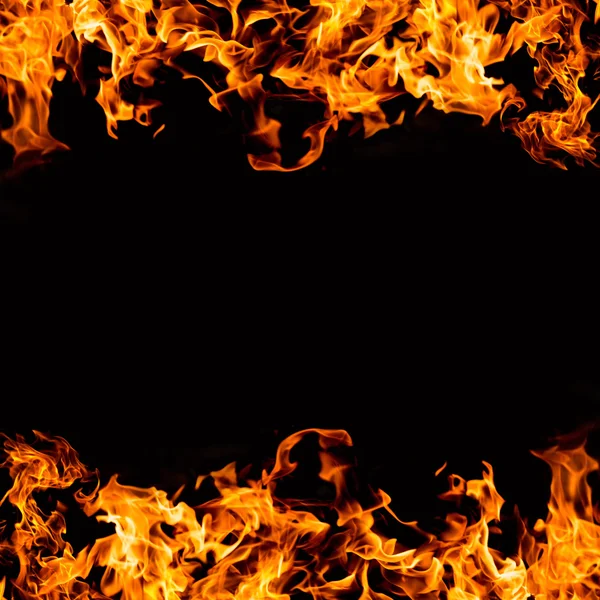 Siyah arkaplanda ateş çerçevesi — Stok fotoğraf