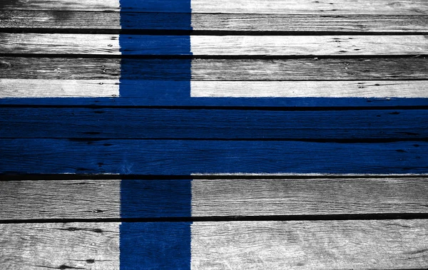 Finland flag on wood — Stock Photo, Image