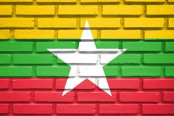 Myanmar vlag op de muur — Stockfoto