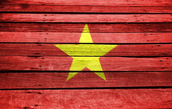 Vietnam flag on wood — Stock Photo, Image