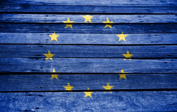 EU flag on wood — Stock Photo, Image