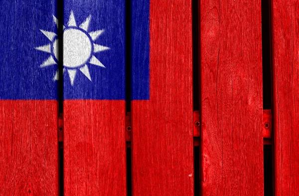 Bandeira de Taiwan em fundo de madeira — Fotografia de Stock