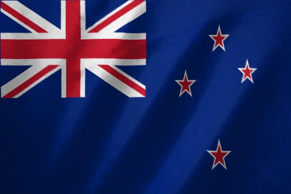 Nueva bandera de Zelanda sobre fondo de tela — Foto de Stock
