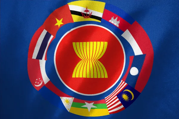 AEC falg en alle land in asean vlag — Stockfoto