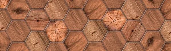 Carreaux Hexagonaux Avec Différentes Textures Bois — Photo