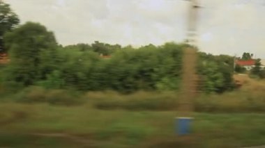 View of the Russian suburb from the train window