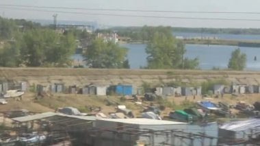 View of the Russian suburb from the train window