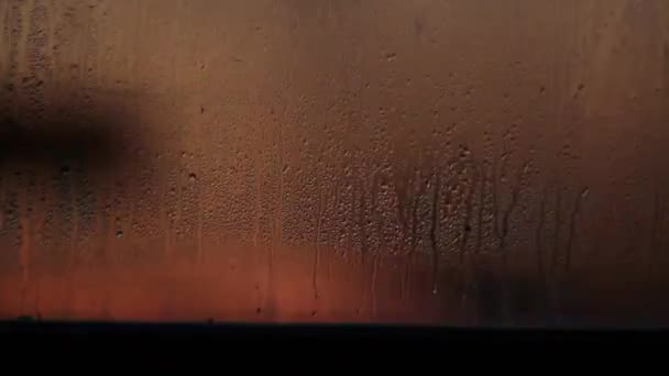 Drops Glass Train Sunset — Stockvideo