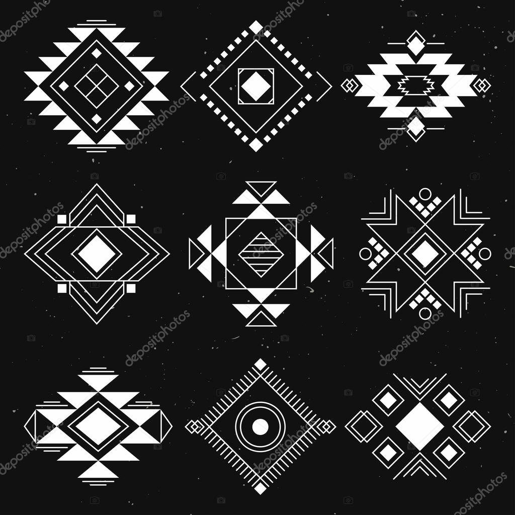 Ethnic collection symbol, Navajo elements for design. Vector set with tribal, Indian, elements
