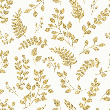 Seamless modeli altın parıltı çiçek öğeleri.