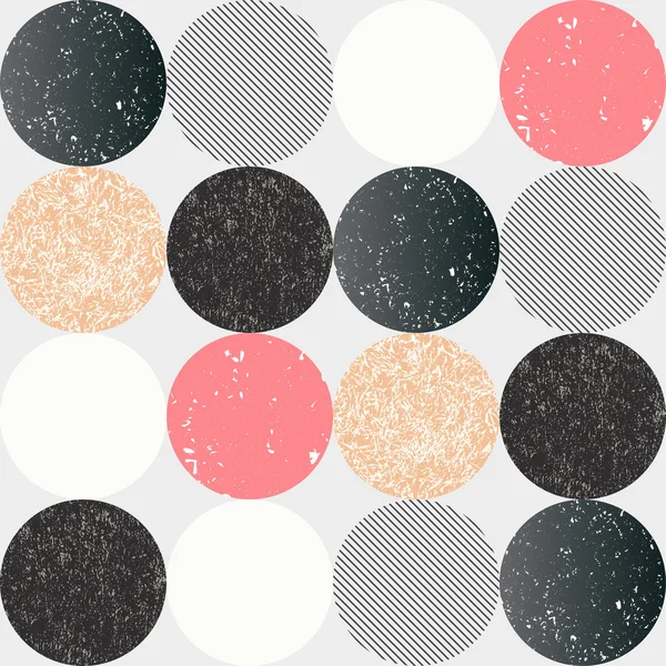 Patrón sin costura abstracto con círculos texturizados . — Vector de stock