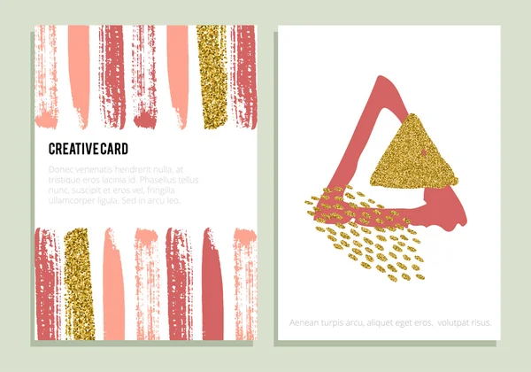 Set van hippe posters met gouden glitter textuur. — Stockvector