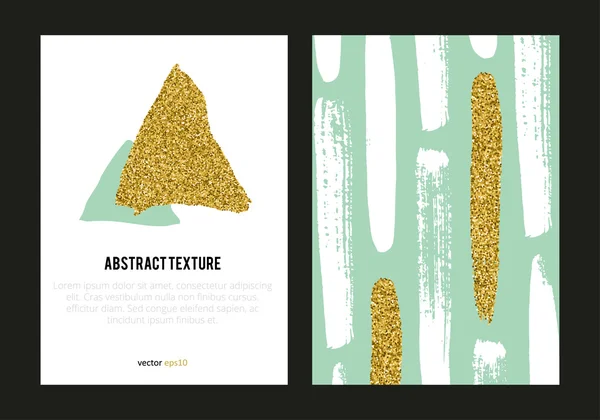 Conjunto de cartazes da moda com textura dourada brilhante . — Vetor de Stock