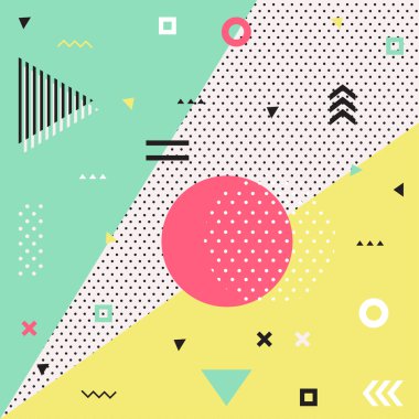 Trendy geometrik öğeleri memphis kartları.