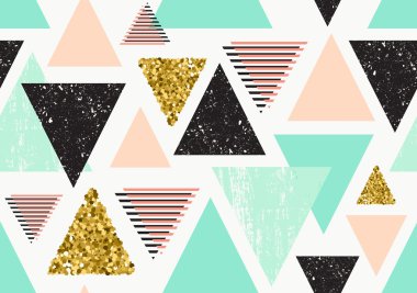 Altın glitter üçgenler ile Seamless Modeli.