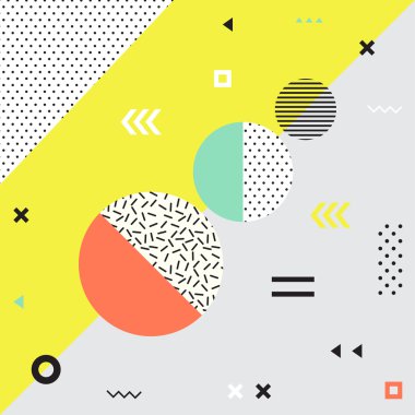 Trendy geometrik öğeleri memphis kartları.