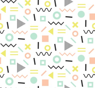 Trendy memphis kartları. Soyut seamless modeli.