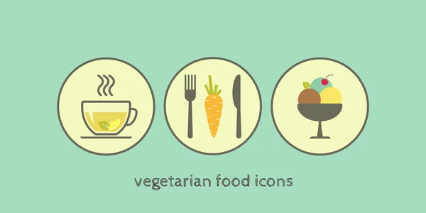Ícones de comida vegetariana . — Vetor de Stock