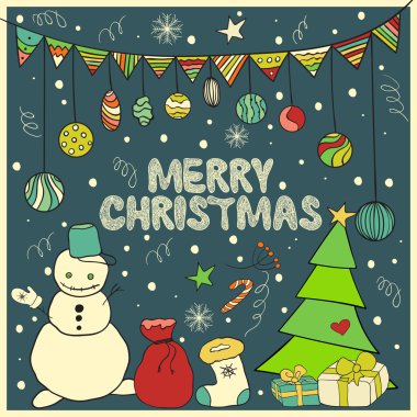 Kış doodle koleksiyonu.