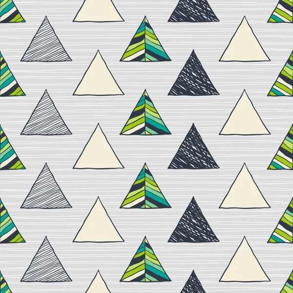 Naadloze handgetekende driehoeken patroon. — Stockvector