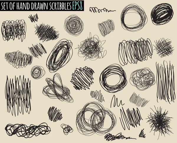 Aantal hand getrokken scribbles vector. — Stockvector