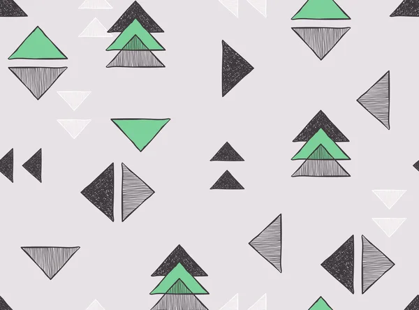 Seamless hand-drawn triangles pattern. — Stock Vector