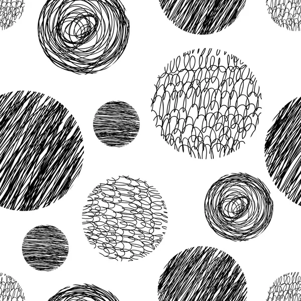 Seamless pattern with scribbles circles. — Stock Vector