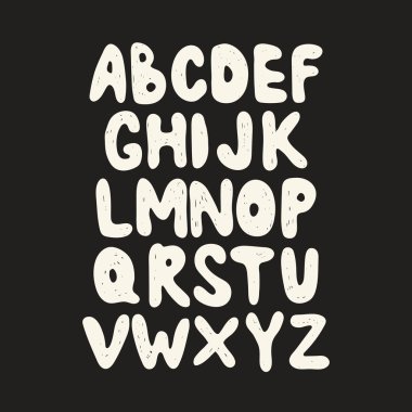 Alfabe. Koyu arka plan üzerinde izole el çizilen harf.