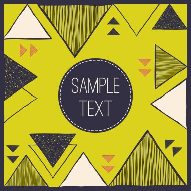 Soyut el üçgen arka plan çekilmiş. Kabile davet kartı şablonu.
