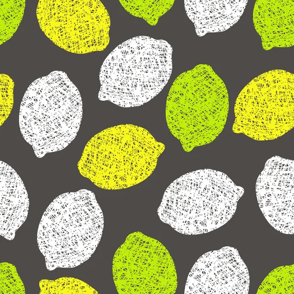 Бесшовный рисунок с лимонными каракулями . — стоковый вектор