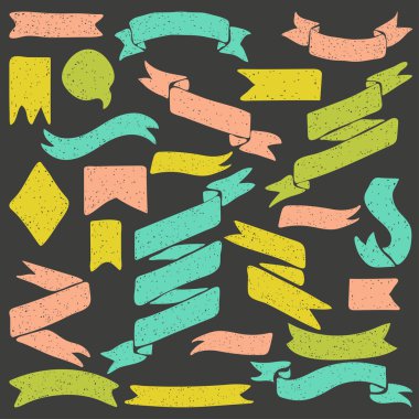 Şirin elle çizilmiş afiş kümesi.