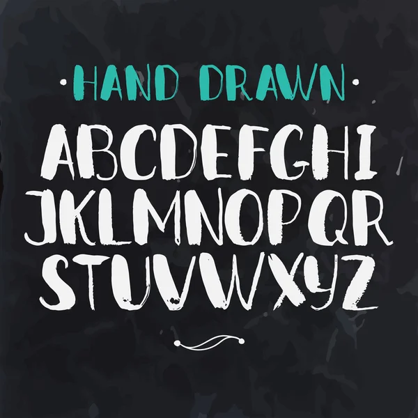 Αλφάβητο. Χέρι συντάσσονται γράμματα που απομονώνονται σε σκούρο φόντο. — Διανυσματικό Αρχείο