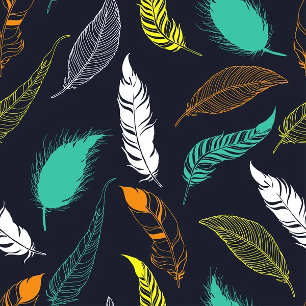 Feather tribal seamless pattern. — Stock Vector