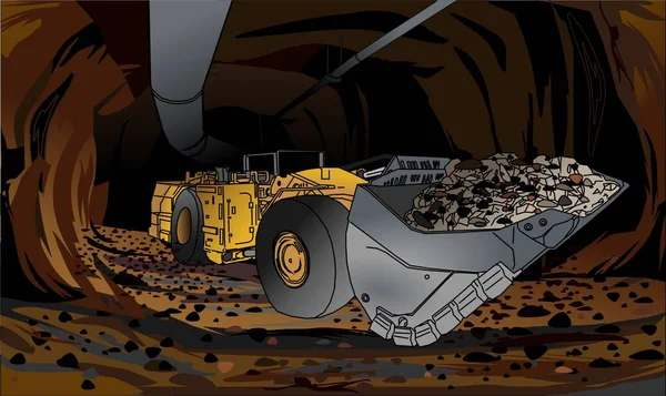 地下采矿卡车挖掘机矿 — 图库照片