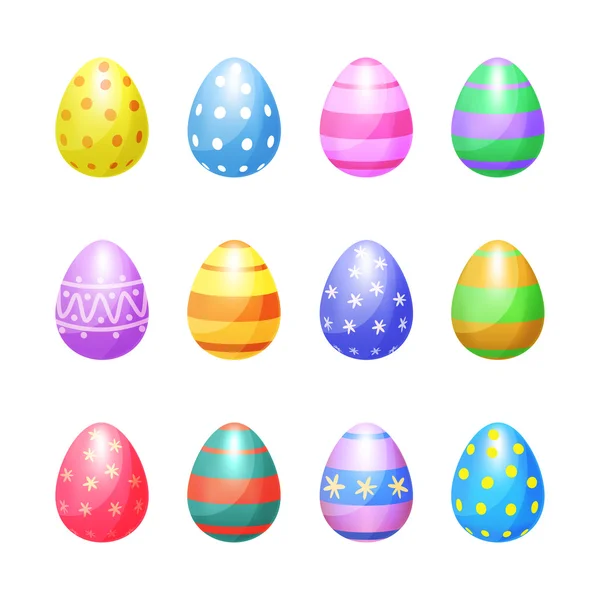 Kleur Pasen eieren vector icons set. Paaseieren — Stockvector