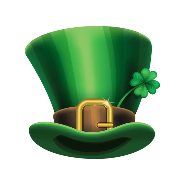 St. Patrick's Day gröna leprechaun hatt med klöver — Stock vektor