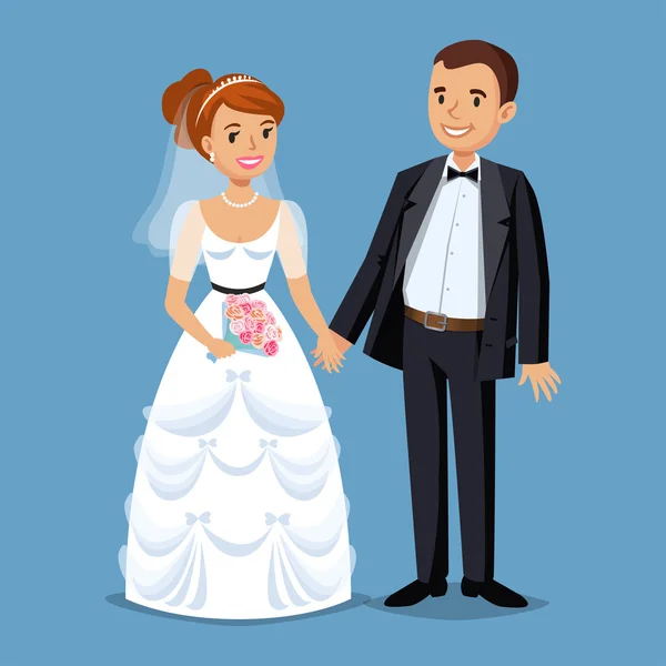 Cute Bride and groom, Wedding Party set illustration. — Stock vektor