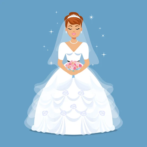 Elegant Bride in Wedding dress in classic, retro, vintage styles — Stock Vector