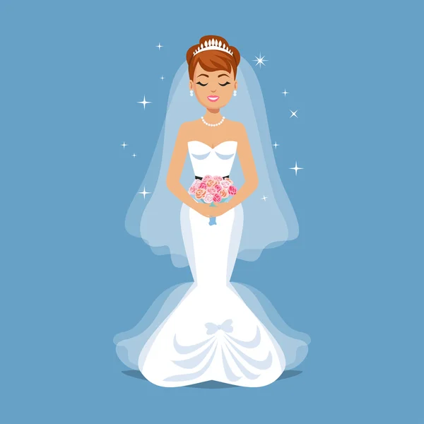 Elegant Bride in Wedding dress in modern styles. Wedding fashion — Διανυσματικό Αρχείο