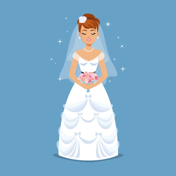 Elegant Bride in Wedding dress in classic styles. — Διανυσματικό Αρχείο