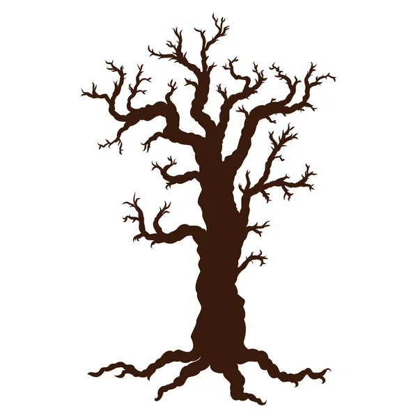 Silhouette of Halloween tree, bare spooky scary Halloween tree. — Stock vektor