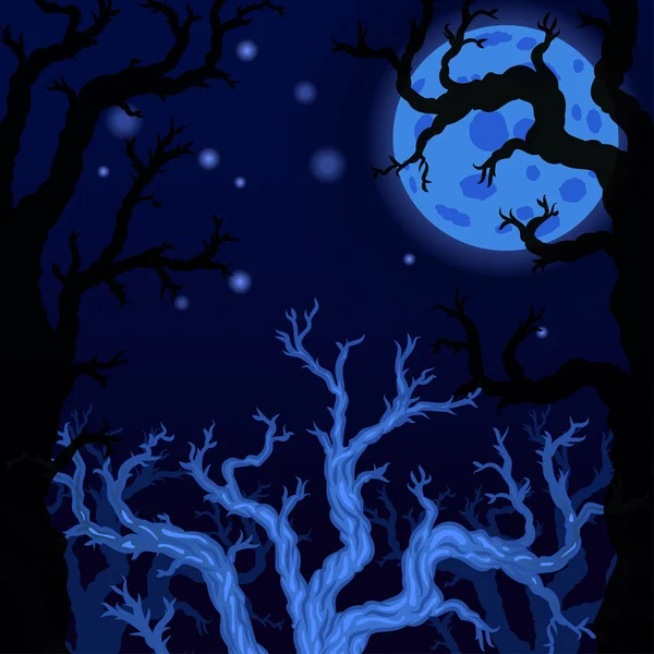 Halloween background with Silhouettes of Halloween trees. — Vector de stock