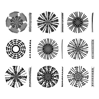 Yuvarlak boho stil öğeleri koleksiyonu.