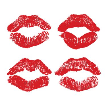 Lipstick kiss isolated on white, lips set, design element. clipart