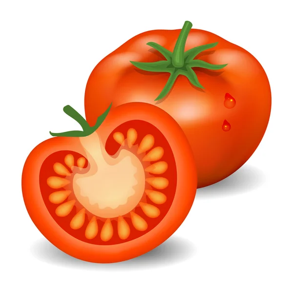 Tomates frescos. Tomates rojos. Alimento vegetal natural — Vector de stock